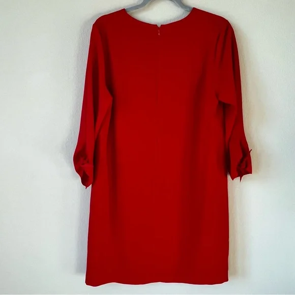 CeCe Vibrant Red Mini Shift Dress Scoop Neck Holiday Festive Cocktail Party 12 - Picture 4 of 9